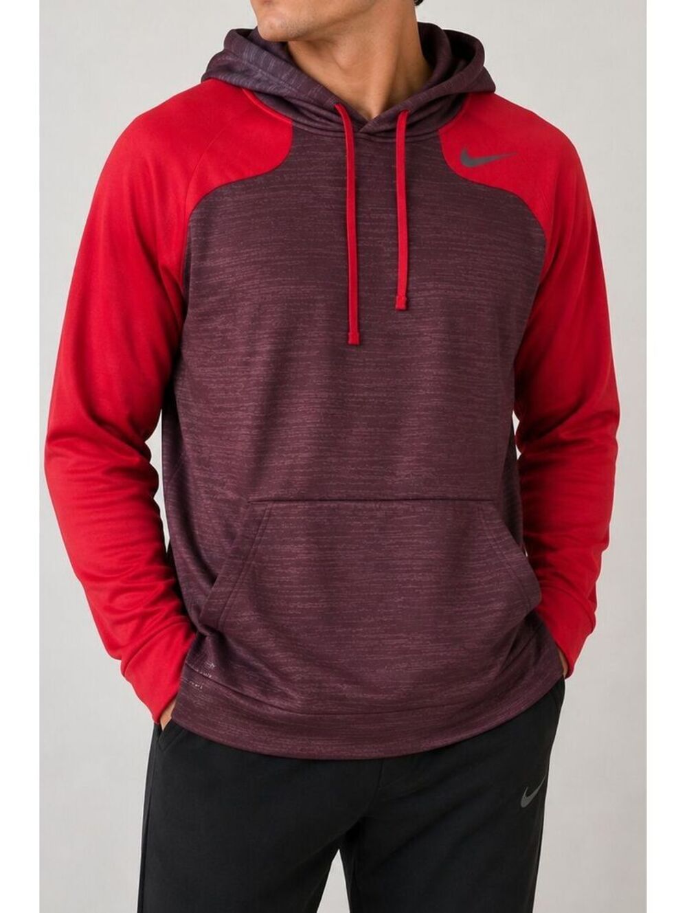Nike Pro Training Therma-FIT Hoodie Men's Small Red Burgundy Fleece Pullover